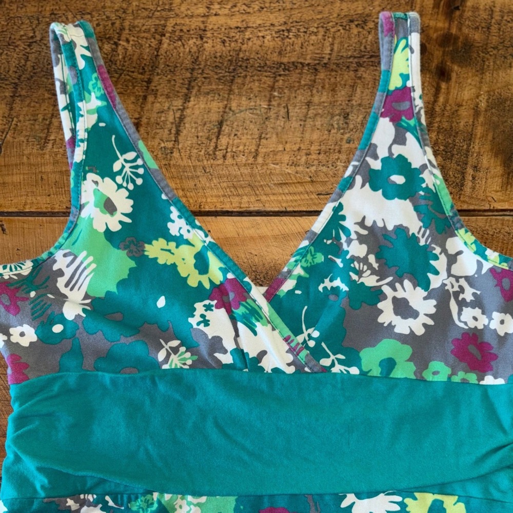 Patagonia Womens Worn Wear Margot Green Floral Tank Organic Cotton Dress Medium - Picture 5 of 9